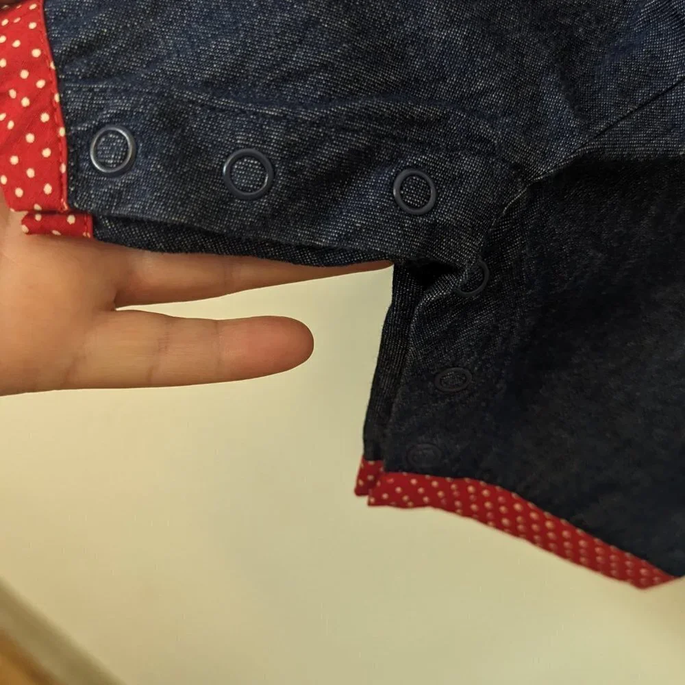 VTG One Piece Denim Puppy Dog Embroidered Sailor‎ Starting Out Baby 6 Months
